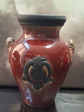 Echo Design Red Ceramic Vase with Black Accents